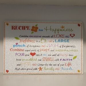 Cutting Board - Recipe For Happiness